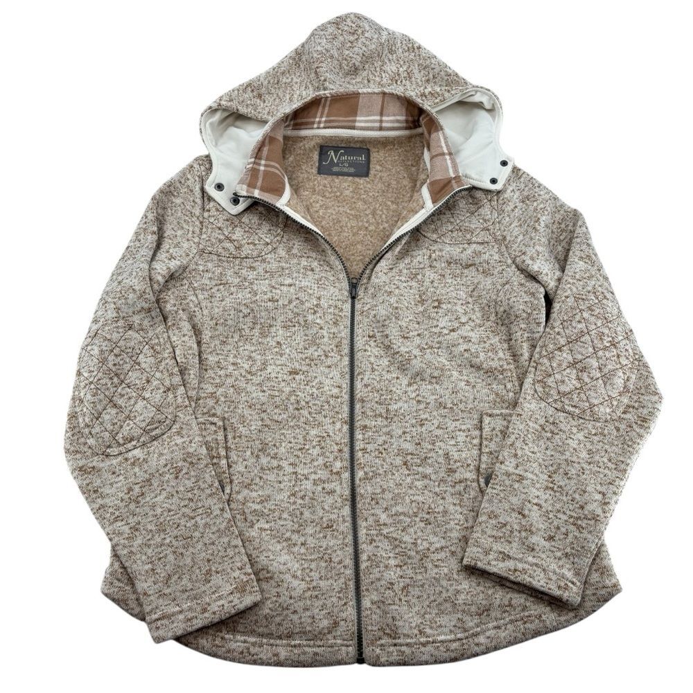 Naturals Reflections BassPro Shop Zip Up Knit Hoodie Sweater Jacket Sz. L